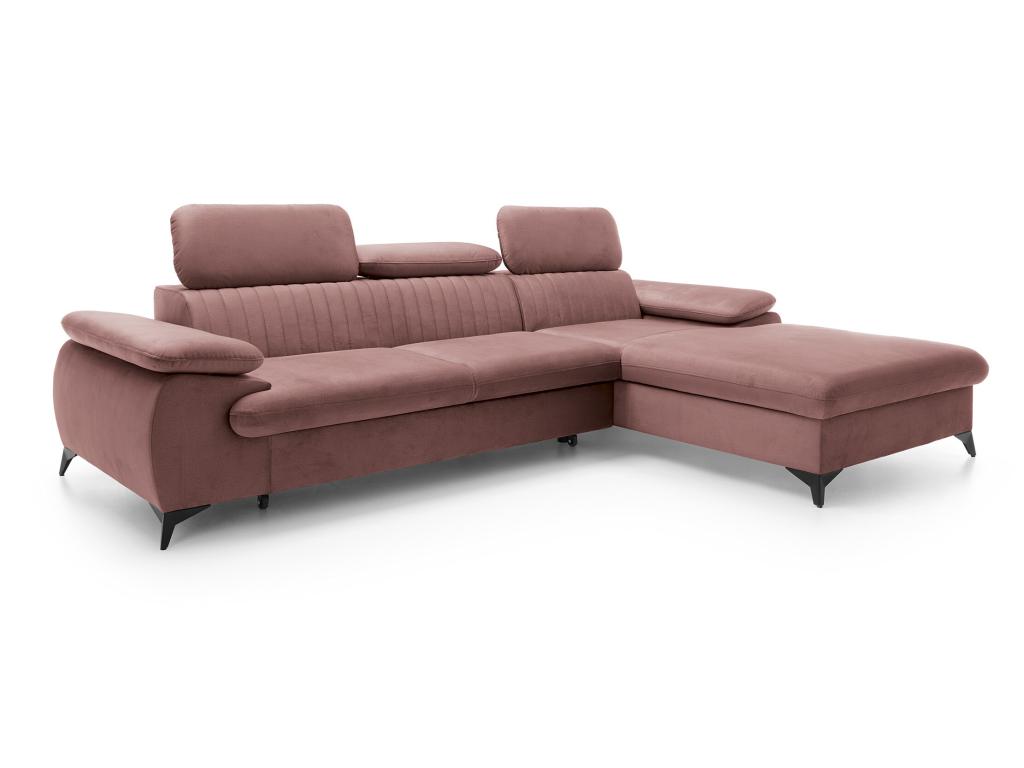 Sofá cama rinconera con ángulo derecho de la marca Joliven de color rosa