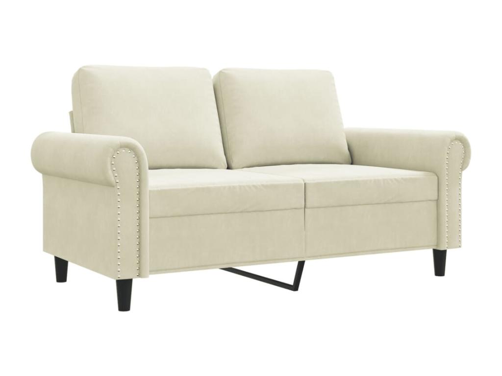 Sofá de 2 lugares veludo 120 cm cor creme