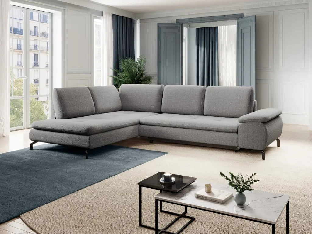 Sofá rinconero Nidovia en tela texturizada gris. okl2454557