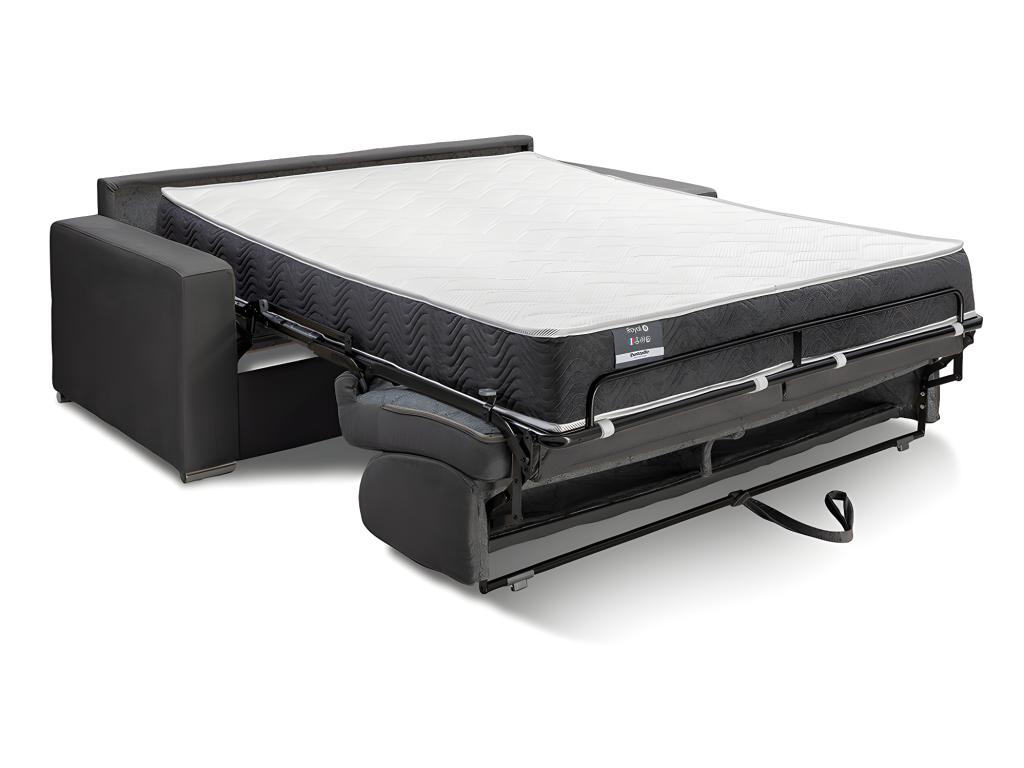Sofá cama de apertura rápida 3 plazas Joliven- Marrón- Cama 140 cm- Colchón 22 cm